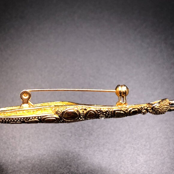 VIntage Giraffe Gold Tone Metal Rhinestone Brooch Pin - Picture 6 of 6